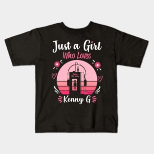 Just A Girl Who Loves Kenny G Retro Headphones Kids T-Shirt